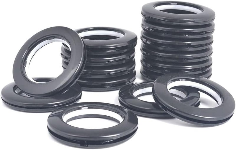 Kuasting 42 Pack Curtain Grommets Inner Diameter 1-9/16"(40mm) Plastic Large Curtain Eyelet Rings Nanoscale Low Noise Large Grommet Installation Kit for Fabric (Black) - Image 3